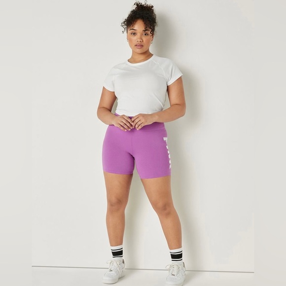 VICTORIA SECRET PINK 6" Cotton High-Waist Biker Shorts Size Large Purple - Picture 3 of 4